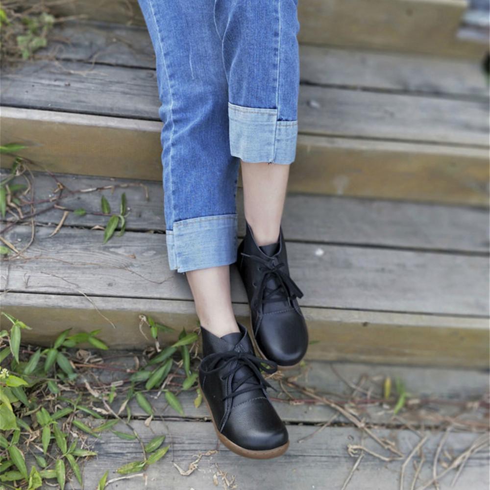 Women's Ankle Boots Lace Up Flat Style