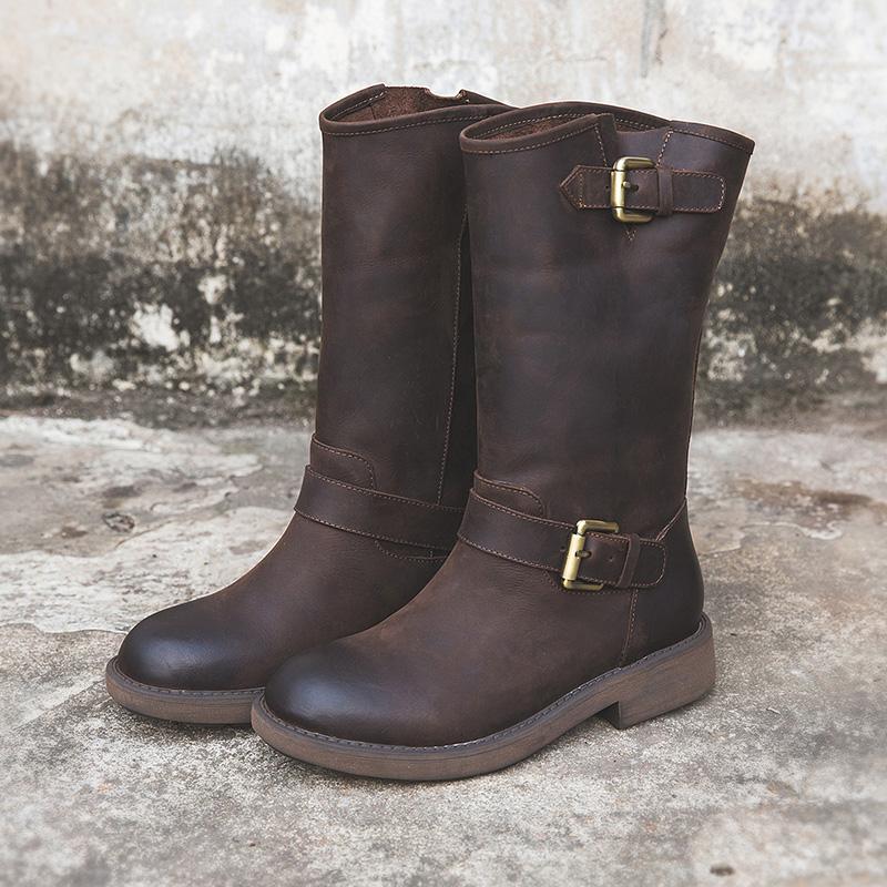 Women's Mid Calf Boots With Buckle