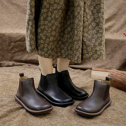 Women's Slip-On Boots Comfortable Leather Black