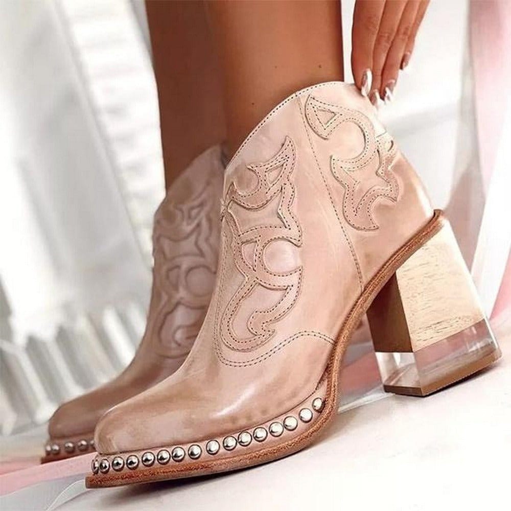 Women's Rounded Toe Boots Decorative Panel - Vonnera