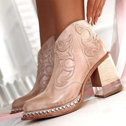 Women's Rounded Toe Boots Decorative Panel - Vonnera