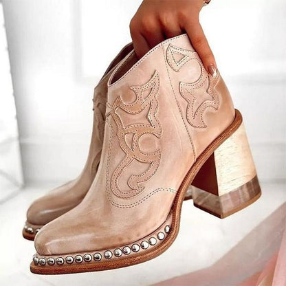 Women's Rounded Toe Boots Decorative Panel