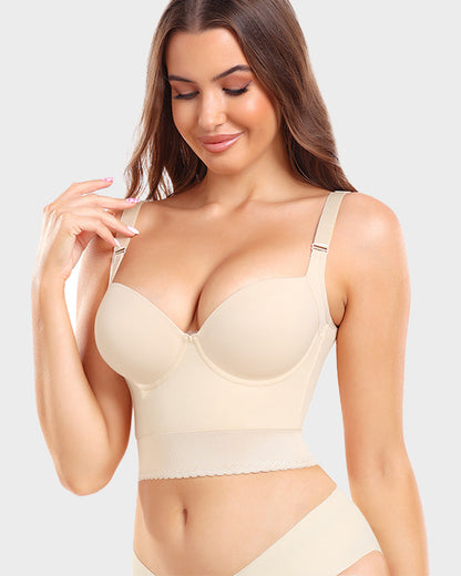 Women's Longline Push-Up Bra With Built-In Shapewear