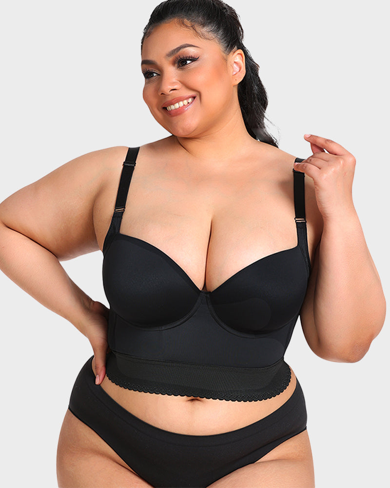 Women's Longline Push-Up Bra With Built-In Shapewear