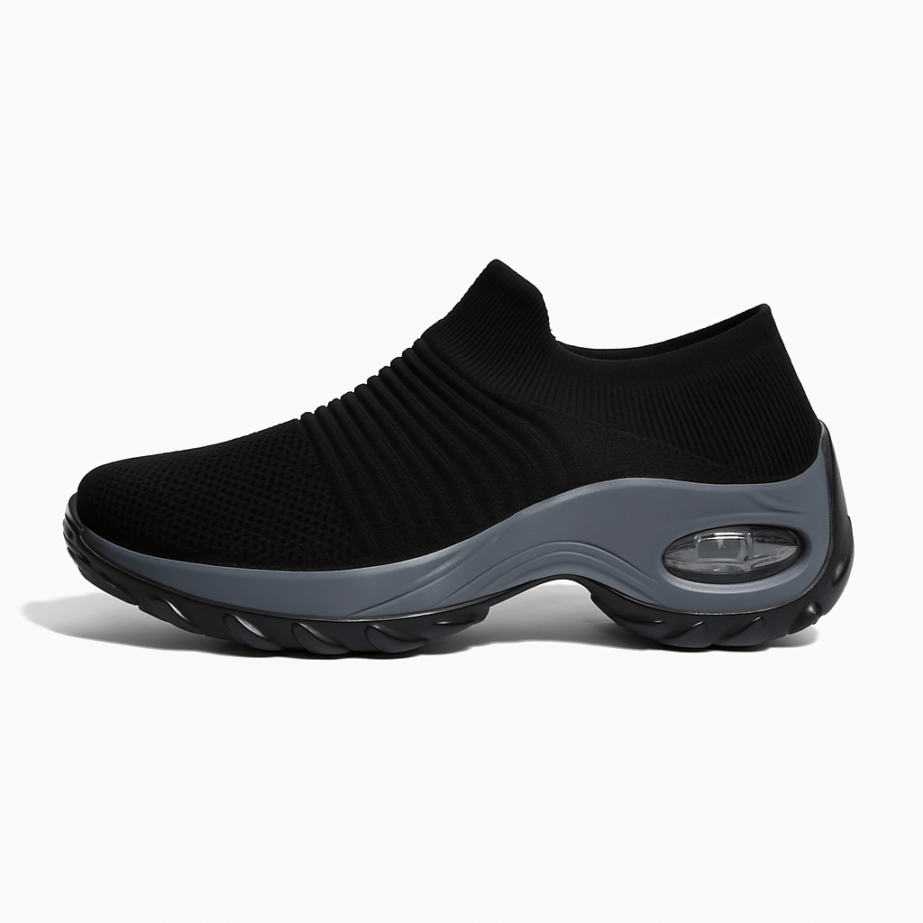 Breathable No-Tie Stretch Shoes - Black Grey