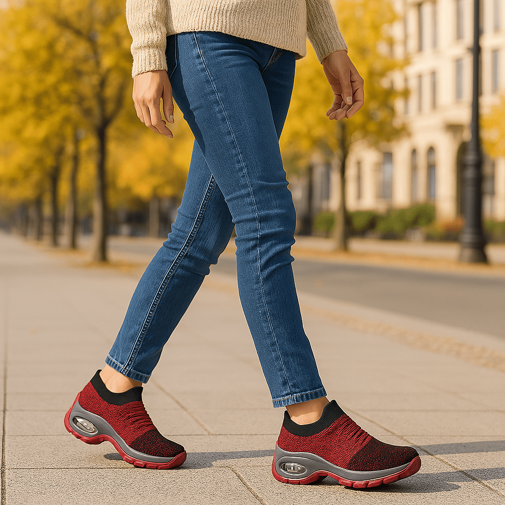 Breathable No-Tie Stretch Shoes - Red