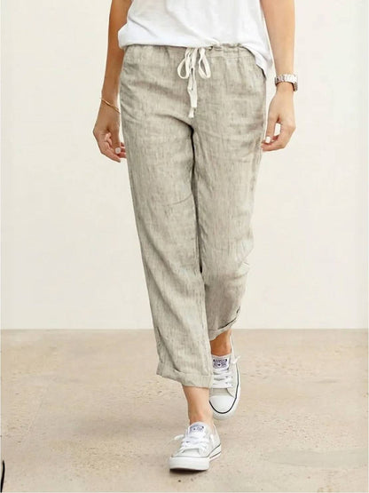 Women's Straight Leg Drawstring Pants Casual Cotton - Vonnera