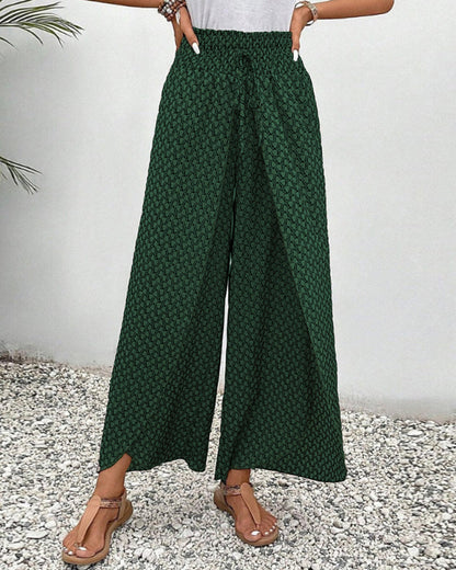 Image of Brenda | Women's High-Waisted Printed Wide Leg Trousers