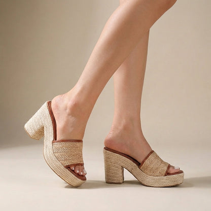 Women's Espadrille Block Heel Mule Sandal