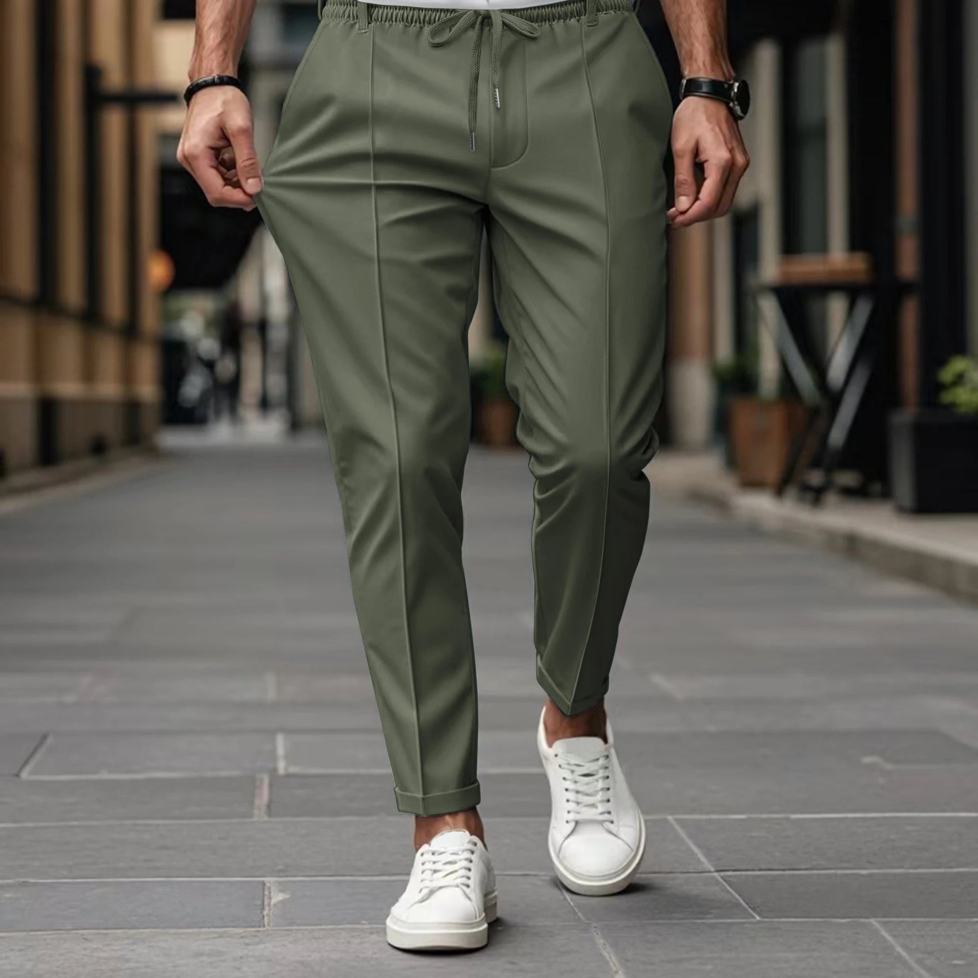 Men's Drawstring Cotton Dress Pants - Vonnera