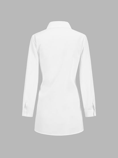 Women's Long Sleeve Button Down Shirt Cotton White