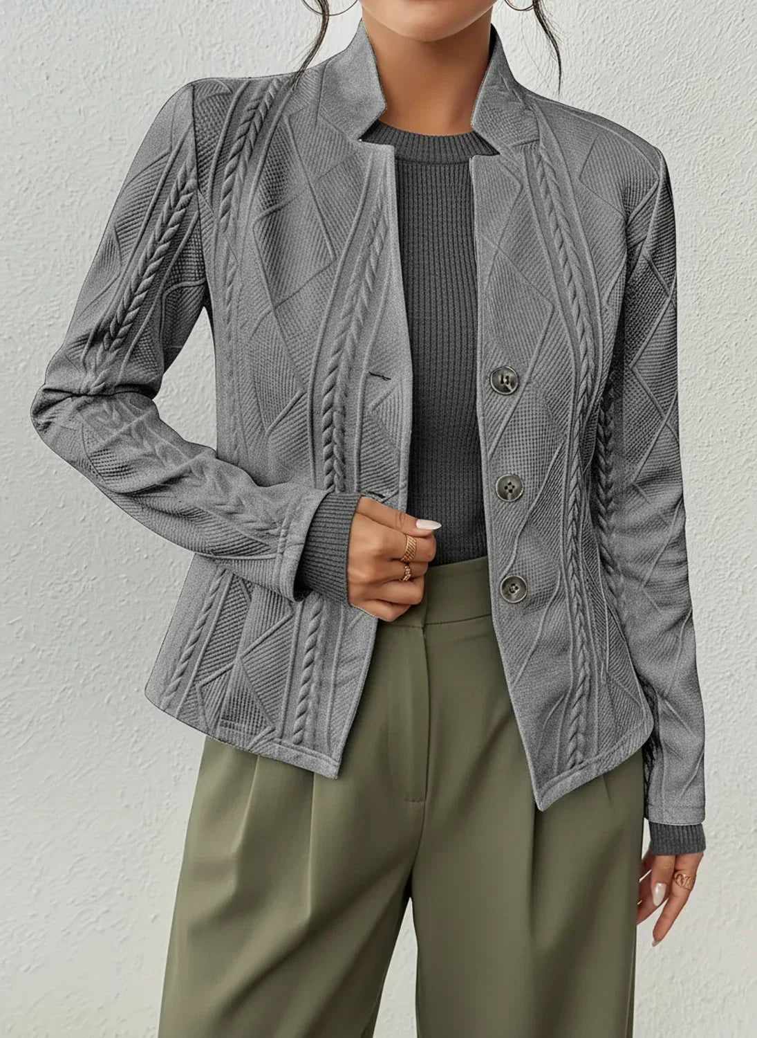 Women's Fitted Button Front Jacket - Vonnera