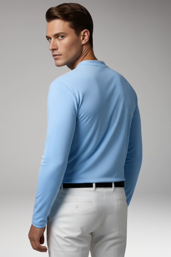 Men's V-Neck Pullover Shirt Buttonless