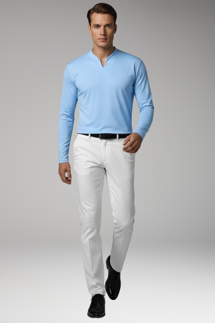 Men's V-Neck Pullover Shirt Buttonless