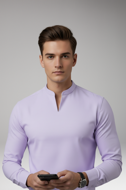 Men's V-Neck Pullover Shirt Buttonless