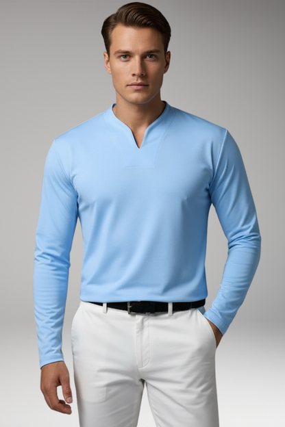 Men's V-Neck Pullover Shirt Buttonless
