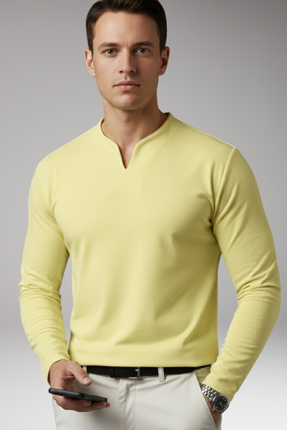 Men's V-Neck Pullover Shirt Buttonless