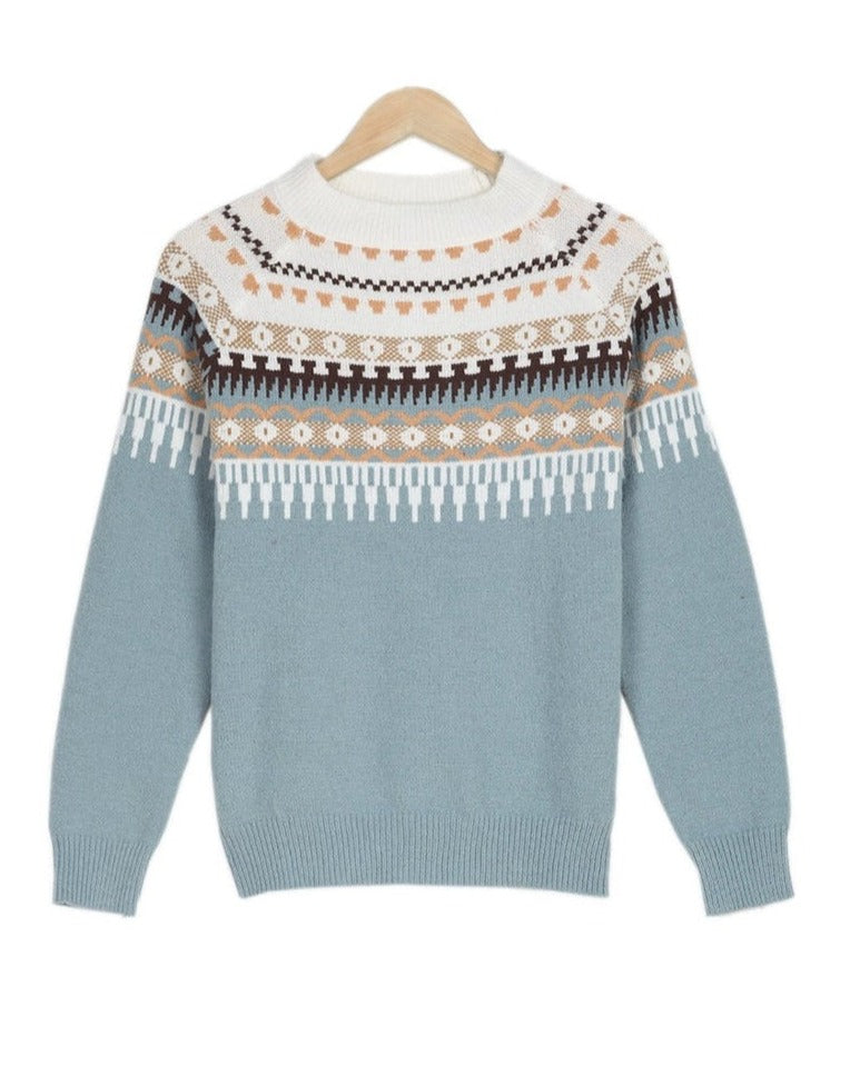 Women's Long Sleeve Geometric Sweater
