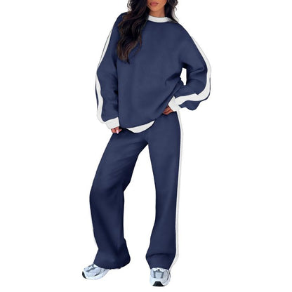 Women's Two Piece Set Round Neck Sleeves Pants