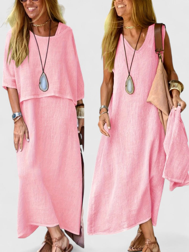 Women's Maxi Dress Set Two-Piece Short Sleeve