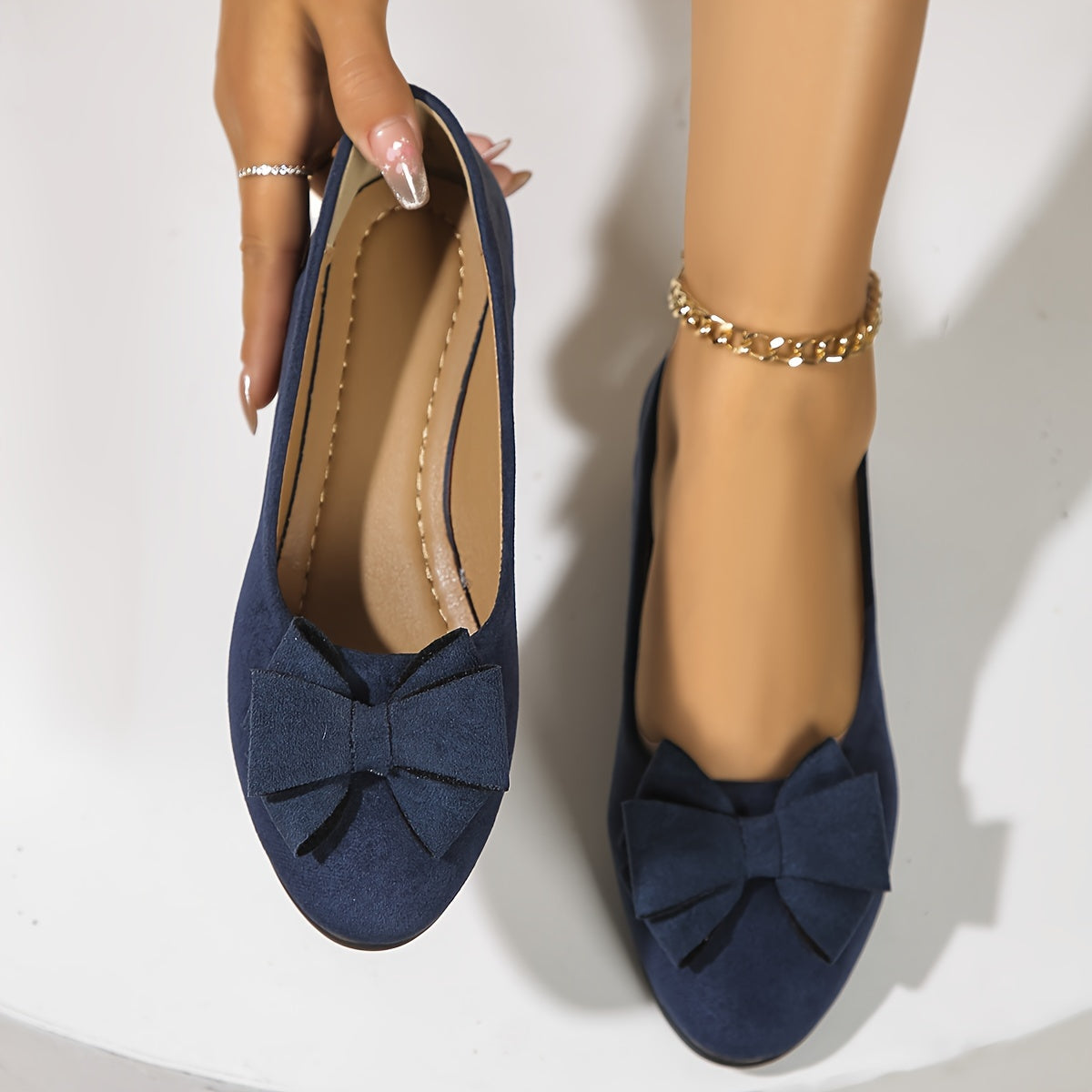 Women's Ballet Flats Slip-On Round Toe Bow Detail