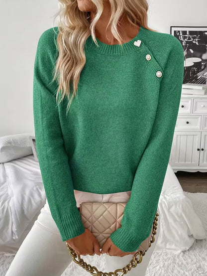 Women's Sweater With Shoulder Button Detail