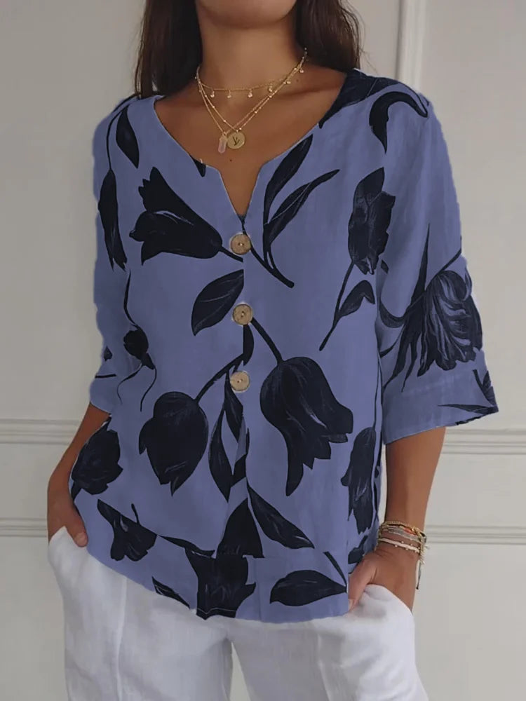 Sanne™ | Floral Button-Up Blouse