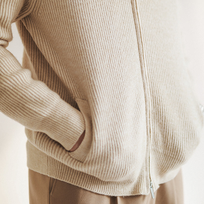 Men's Slim Fit Ribbed Cardigan Zip Front