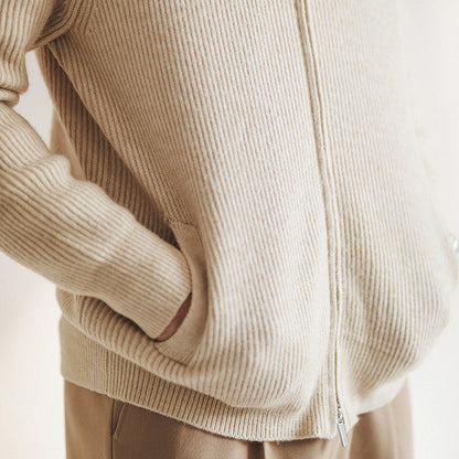 Men's Slim Fit Ribbed Cardigan Zip Front