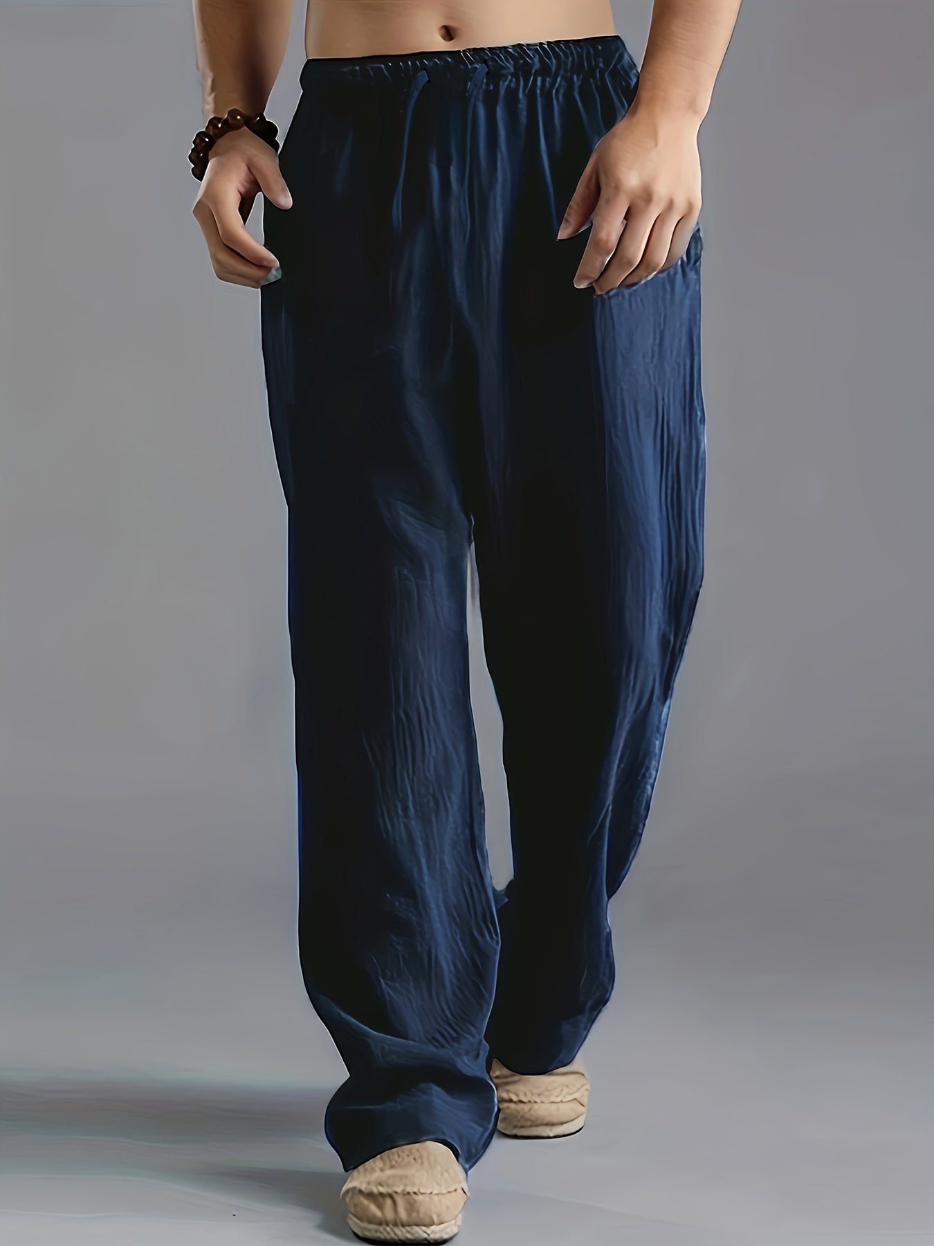 Men's Linen Trousers Breathable Beige