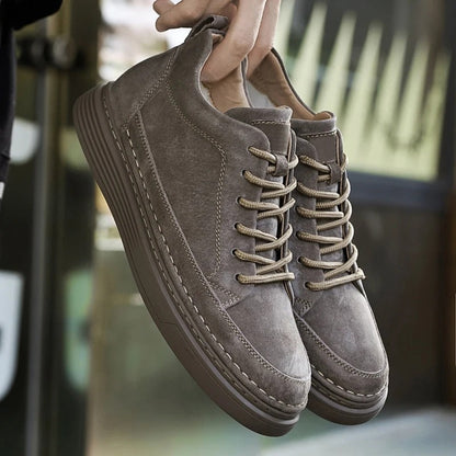 Men's Casual Lace Up Sneakers Contrast Sole Brown