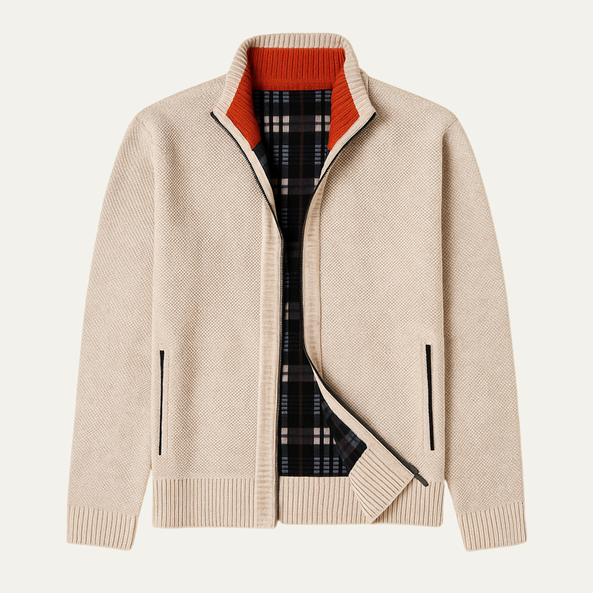 Men's Knit Zip Cardigan Stand Collar - Vonnera