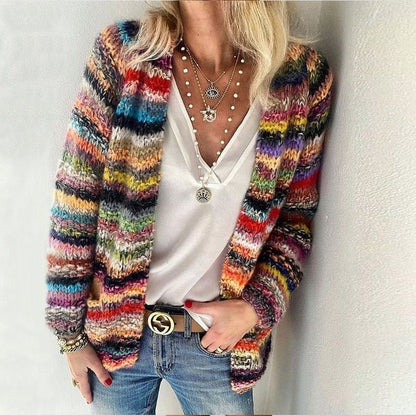 Women's Multicolor Pattern Cardigan - Vonnera