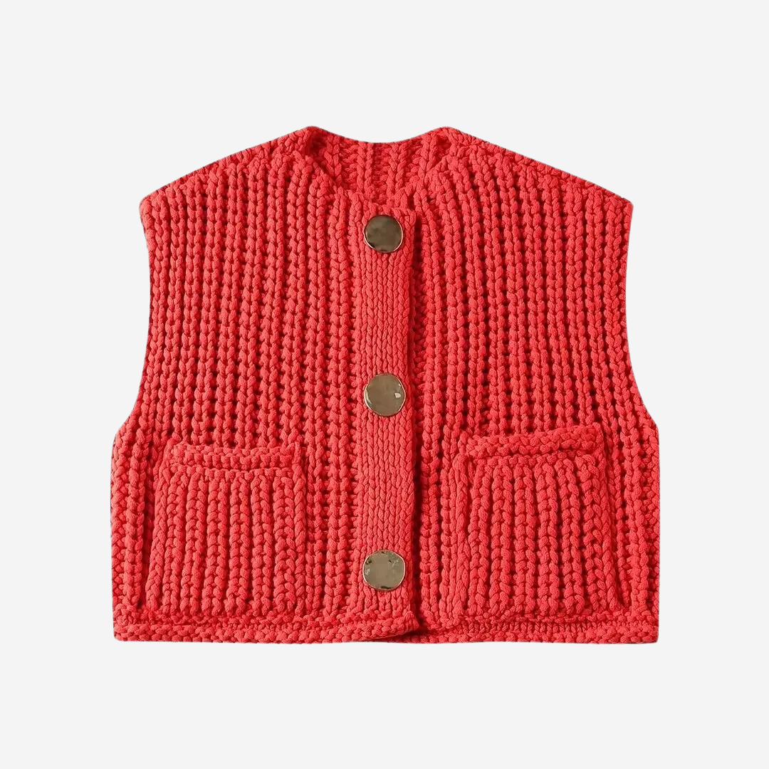 Women's Sleeveless Sweater Vest Button Front - Vonnera