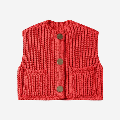 Women's Sleeveless Sweater Vest Button Front - Vonnera