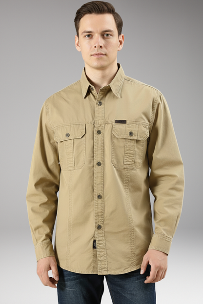 Men's Button Up Dress Shirt Cotton With Pockets