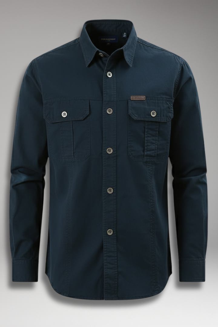 Men's Button Up Dress Shirt Cotton With Pockets - Vonnera