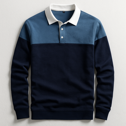 Men's Long Sleeve Polo Shirt Cotton Button-Down - Vonnera