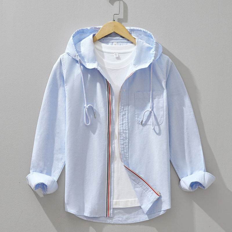 Men's Hooded Long Sleeve Shirt Button Up - Vonnera