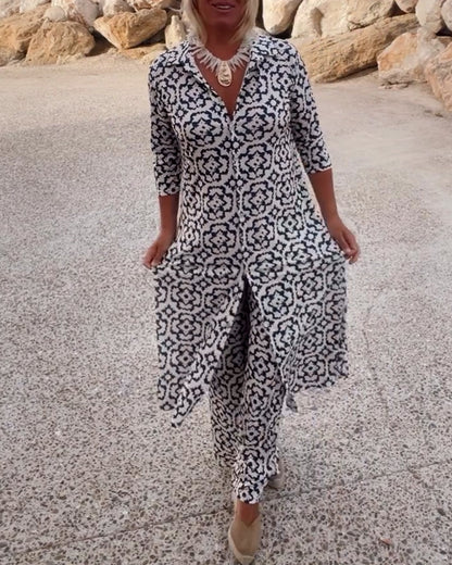 Women's Printed Two-Piece Pant Set - Vonnera