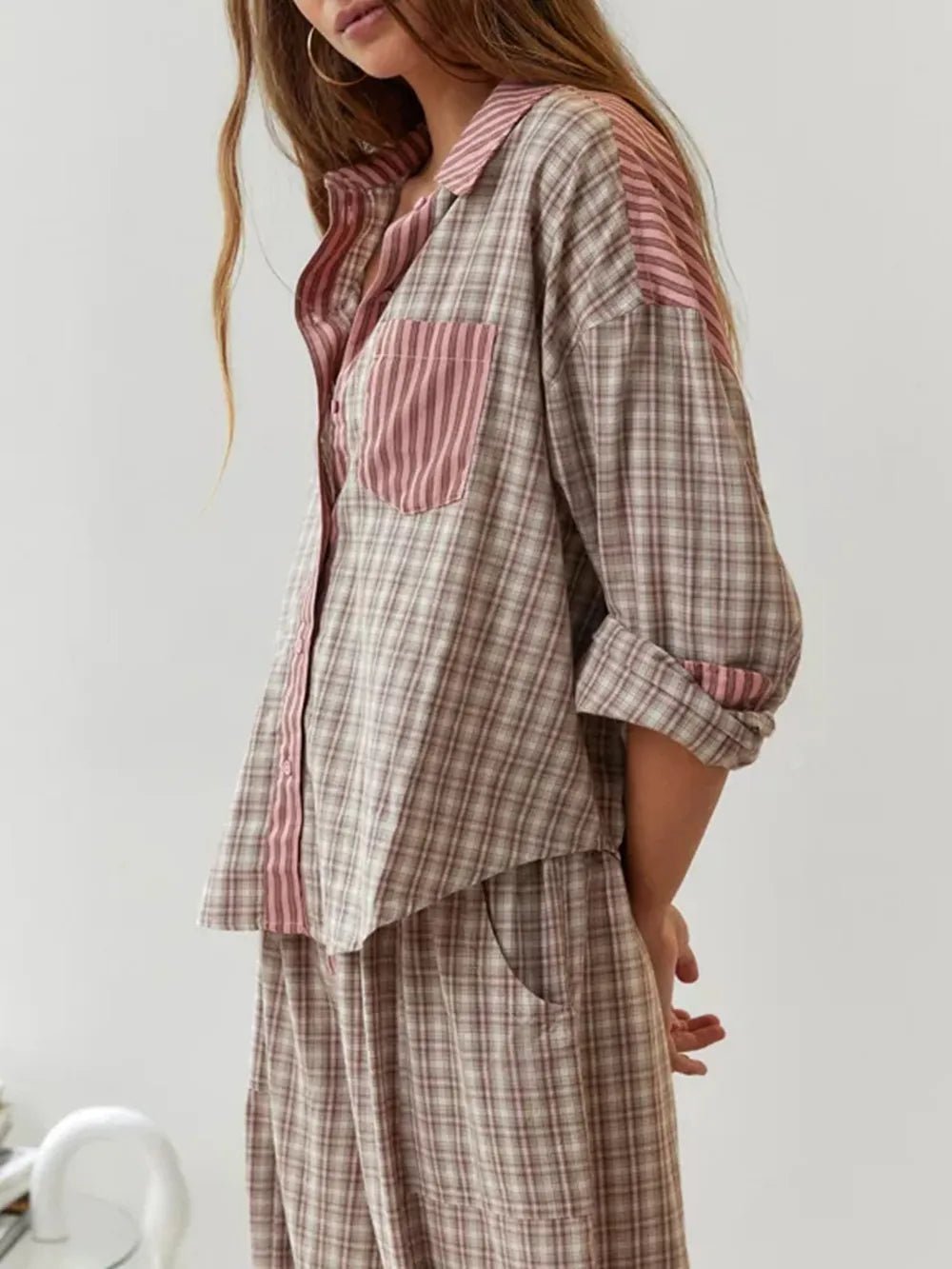 Image of Carolyn | Women's Long Sleeve Striped Two-Piece Set