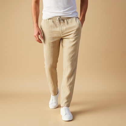 Men’s casual cotton pants with elastic waistband, ideal for relaxing at home, casual outfits, and comfortable everyday wear.