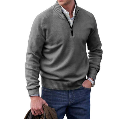 Men's Soft Knit Zip Pullover Sweater - Vonnera