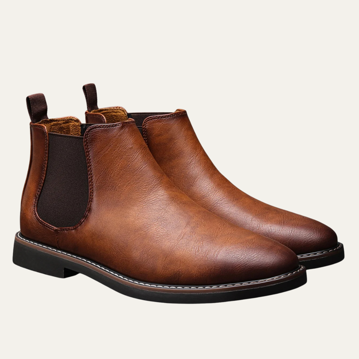 Mantova Men's Leather Chelsea Boots Ankle Black - Vonnera