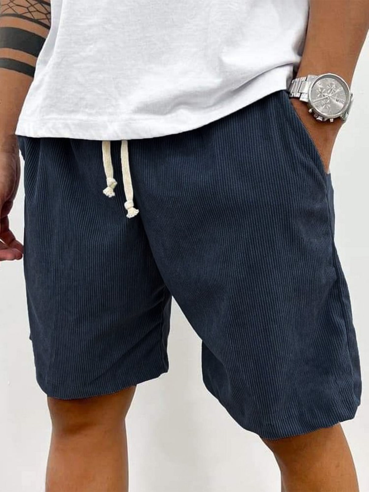 Men's Striped Shorts Drawstring Waist