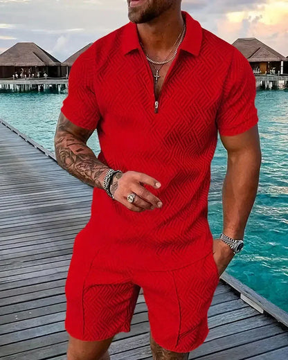 Men's Summer Tracksuit Zipper Collar