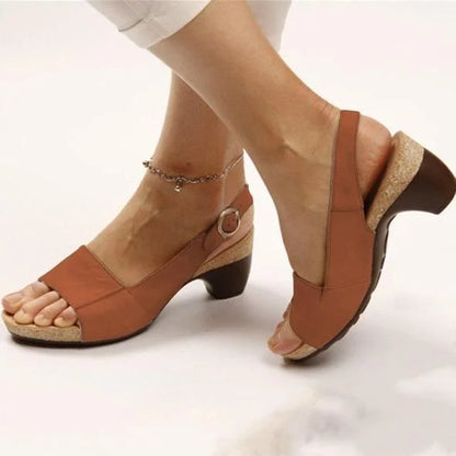 Vivian Women's Block Heel Sandals Buckle Strap