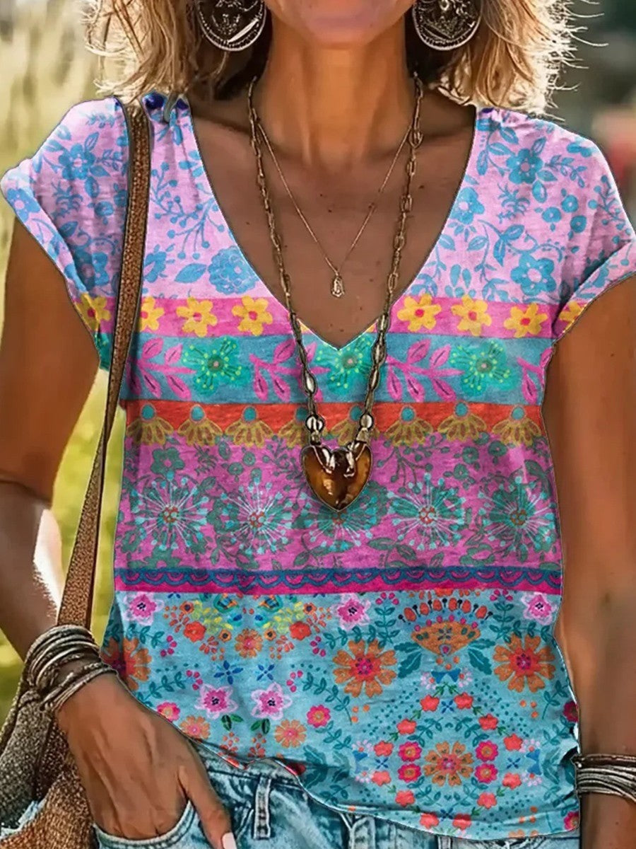 Women's Floral V-Neck T-Shirt