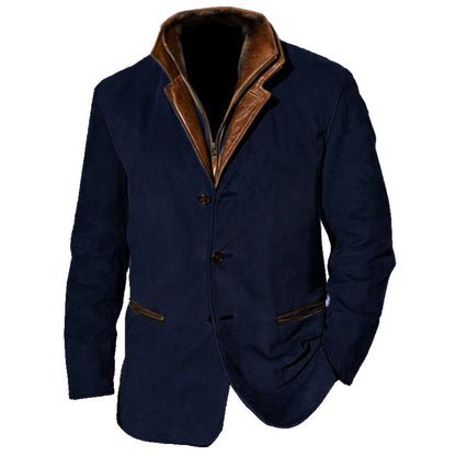 Men's Leather Coat Classic Tailored Fit Brown