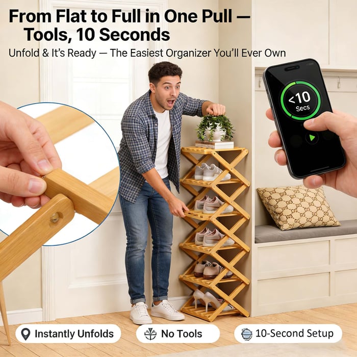 Bamboo 9 Tier Storage Rack No Assembly Required